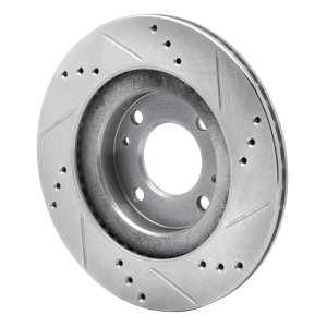 Mitsubishi I-MIEV Brake Rotor (1) - Front Left - R1 Concepts - Drilled & Slotted - Silver - `12-`17